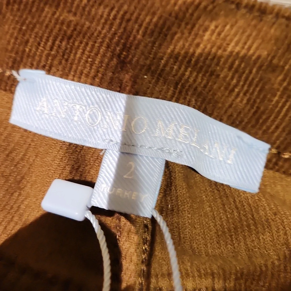 ❤️ NWT! ANTONIO MELANI ARIA HIGH RISE FLARE CORDUROY PANTS / JEANS In SEPIA, 2